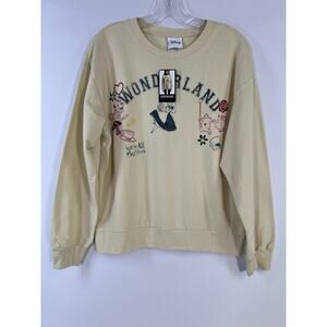 Disney Classics Alice in wonderland Cream Embroidered Sweatshirt Sz M